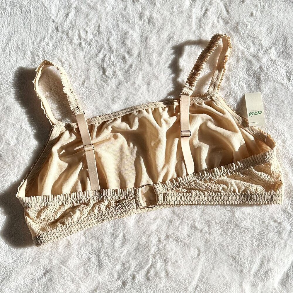 NWT Aerie Tan Cream Coral Lace Bandeau Bralette - Size: Extra Large - Picture 6 of 6